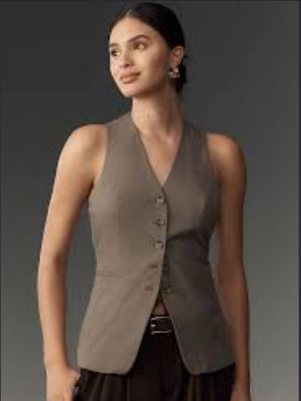 Anthropologie Single-Breasted Vest | Taupe Gray | Size Large | EUC